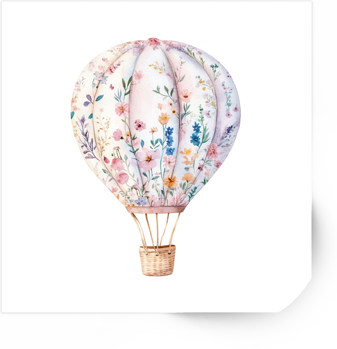 Floral Hot Air Balloon Sticker | Watercolor Wildflower Vinyl Decal | Nursery Gift