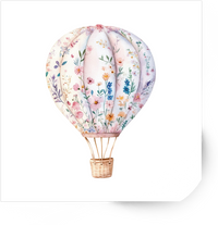 Thumbnail for Floral Hot Air Balloon Sticker | Watercolor Wildflower Vinyl Decal | Nursery Gift
