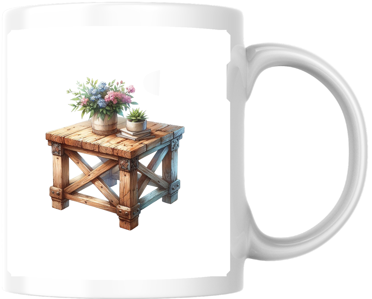 Rustic Flower Table Mug | Watercolor Farmhouse Decor Coffee Mug | Cozy Home Lover Gift