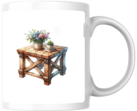 Thumbnail for Rustic Flower Table Mug | Watercolor Farmhouse Decor Coffee Mug | Cozy Home Lover Gift