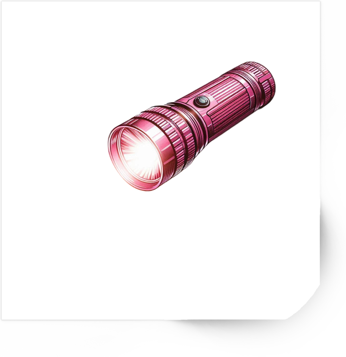 Pink Flashlight Sticker | Metallic Illustrated Vinyl Decal | Camping Gadget Gift