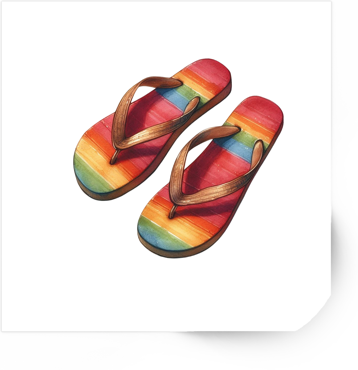 Rainbow Flip Flops Sticker | Watercolor Beach Sandals Vinyl Decal | Summer Vacation Gift