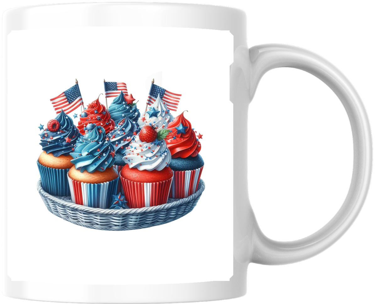 Patriotic Cupcakes Mug | Red White Blue 4th Of July Coffee Mug | Americana Gift
