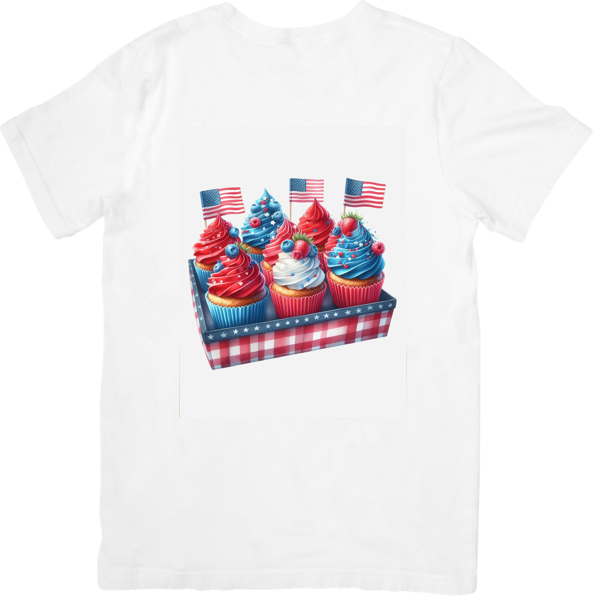 Patriotic Cupcakes T-Shirt | Red White Blue 4th Of July Graphic Tee | American Flag Gift