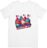 Thumbnail for Patriotic Cupcakes T-Shirt | Red White Blue 4th Of July Graphic Tee | American Flag Gift