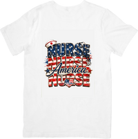 Thumbnail for America Nurse T-Shirt | Patriotic USA Flag Stethoscope Graphic Tee | 4th Of July Nurse Gift