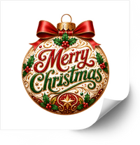 Thumbnail for Merry Christmas Ornament Sticker | Ornate Holiday Bauble Vinyl Decal | Christmas Gift