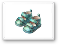 Thumbnail for Teal Baby Shoes Wall Art | Watercolor Toddler Sandals Print | Nursery Baby Shower Gift