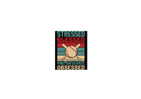 Thumbnail for Stressed Blessed Baseball Obsessed Throw Pillow | Retro Sports Decorative Pillow | Baseball Fan Gift