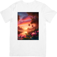 Thumbnail for Tropical Lotus Sunset T-Shirt | Dreamy Lagoon Palm Graphic Tee | Nature Lover Gift