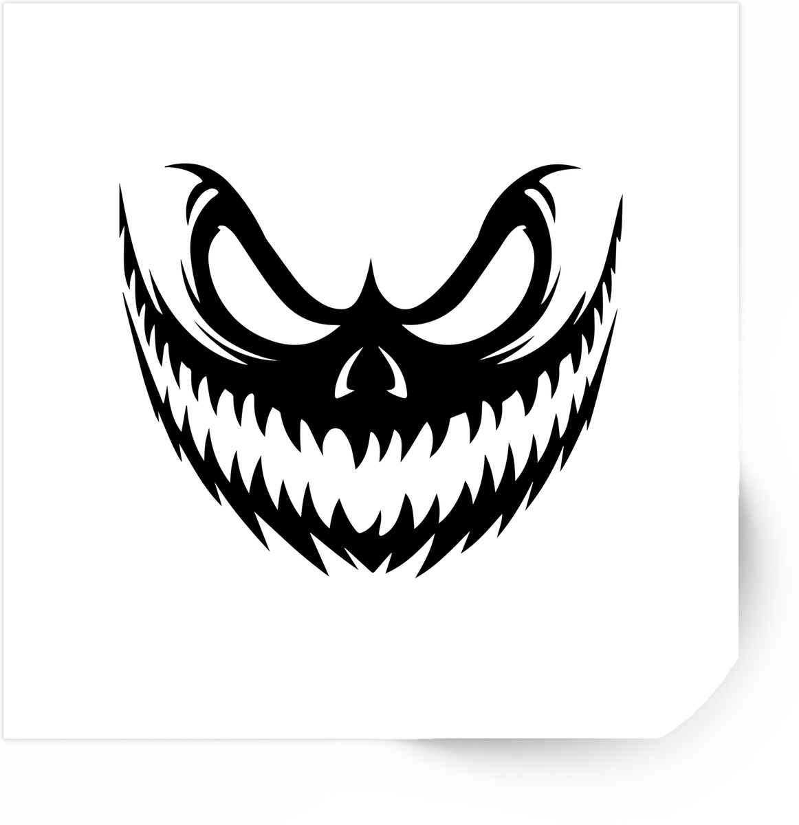 Tribal Monster Face Sticker | Spooky Fanged Grin Vinyl Decal | Halloween Horror Gift