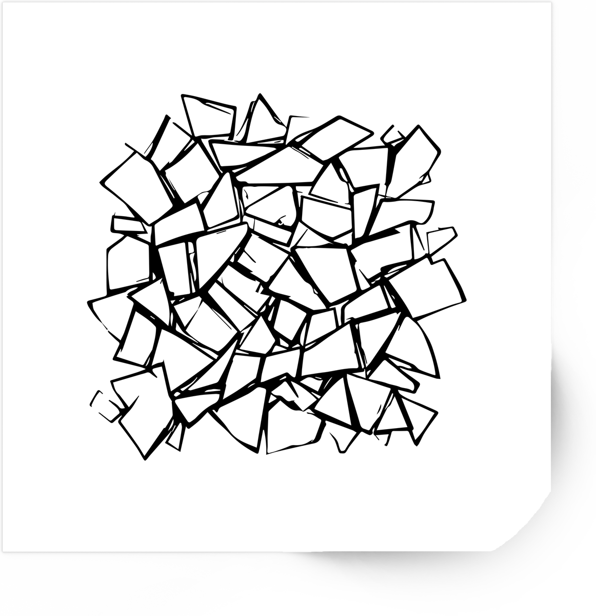 Abstract Shattered Shards Sticker | Black And White Line Art Vinyl Decal | Modern Artsy Gift