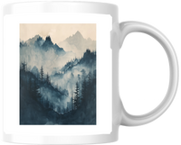 Thumbnail for Misty Mountain Forest Mug | Foggy Pine Landscape Coffee Mug | Nature Hiker Gift
