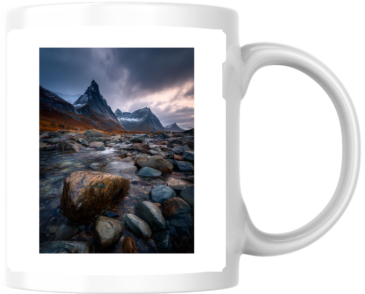 Mountain River Landscape Mug | Dramatic Nature Photo Coffee Mug | Hiker Adventure Gift