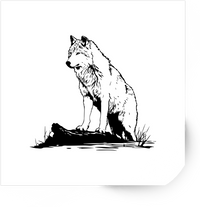 Thumbnail for Wolf Silhouette Sticker | Black Ink Sitting Wolf Vinyl Decal | Wildlife Nature Lover Gift