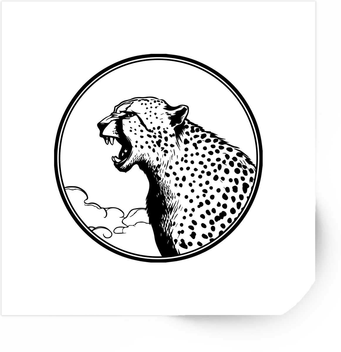Roaring Cheetah Sticker | Black And White Wildlife Vinyl Decal | Safari Animal Gift
