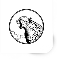 Thumbnail for Roaring Cheetah Sticker | Black And White Wildlife Vinyl Decal | Safari Animal Gift