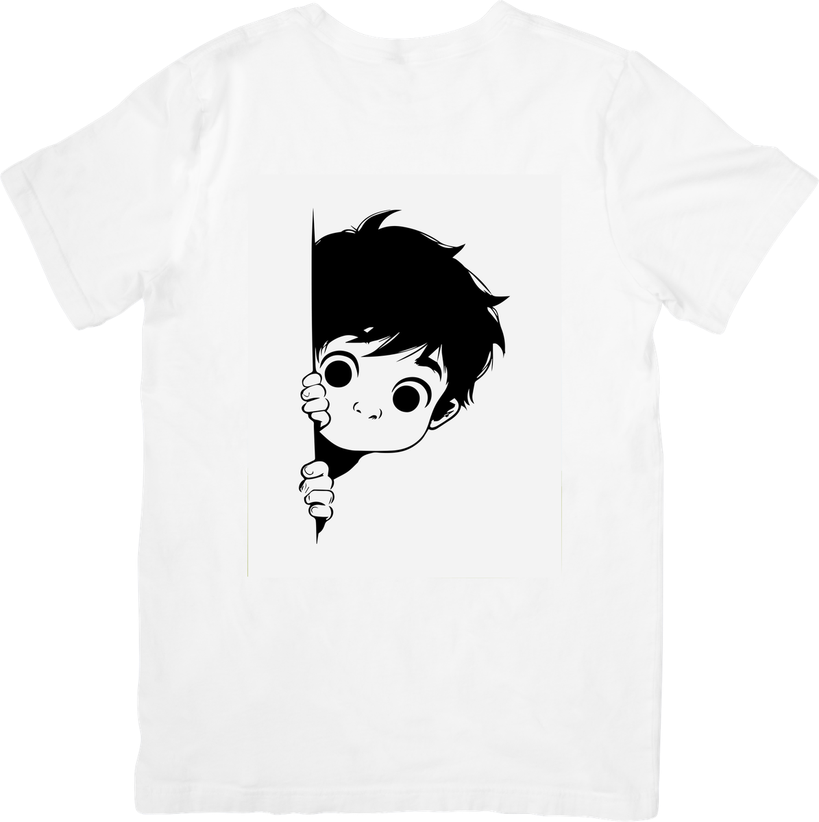Peeking Anime Boy T-Shirt | Black And White Manga Graphic Tee | Anime Fan Gift