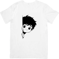 Thumbnail for Peeking Anime Boy T-Shirt | Black And White Manga Graphic Tee | Anime Fan Gift