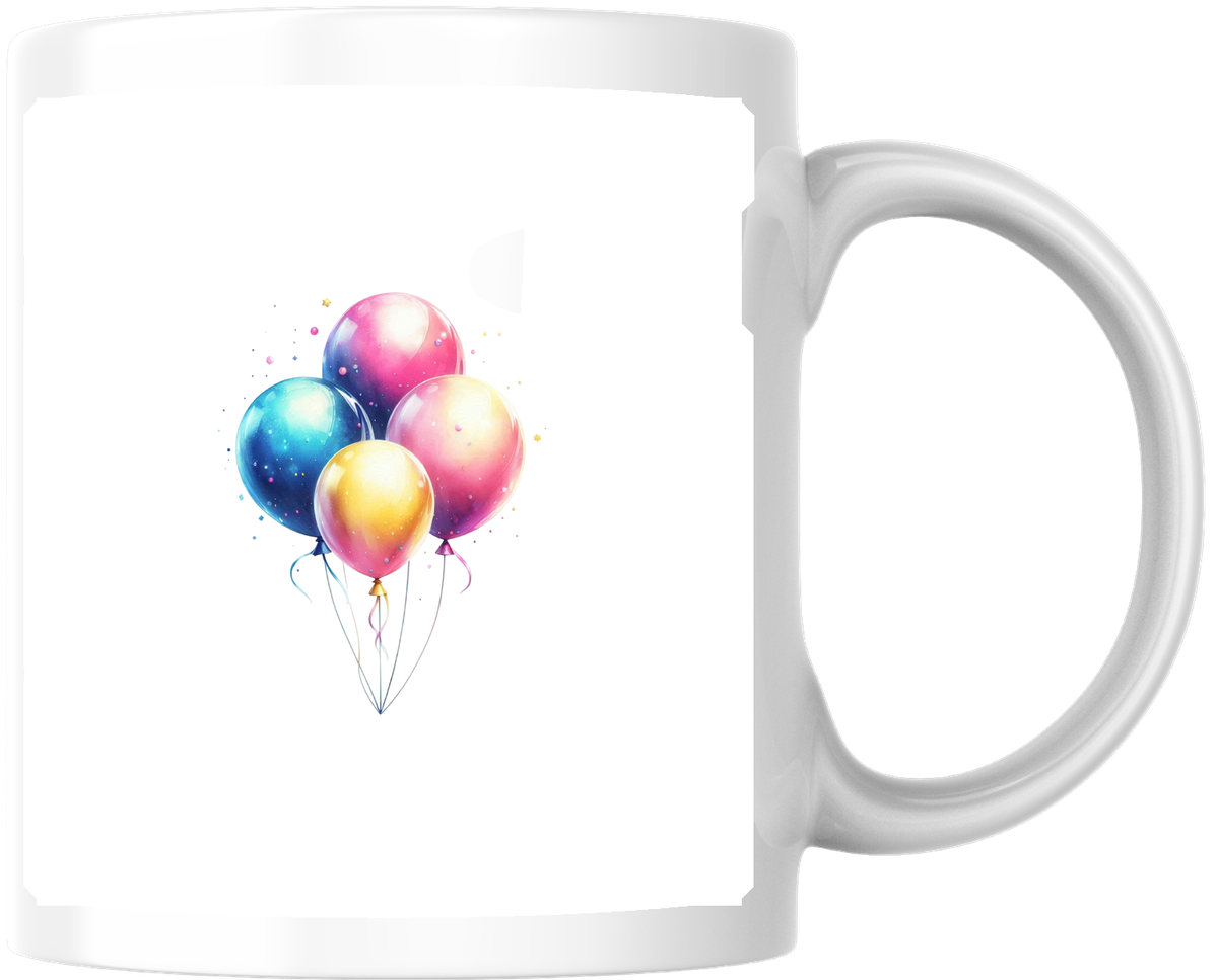 Party Balloons Mug | Colorful Watercolor Celebration Coffee Mug | Birthday Gift
