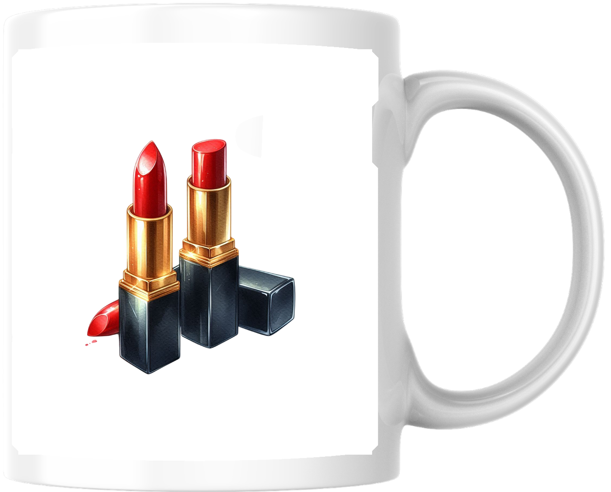 Red Lipstick Mug | Glam Watercolor Beauty Coffee Mug | Makeup Lover Gift