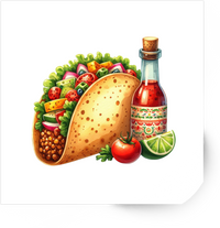 Thumbnail for Taco And Hot Sauce Sticker | Watercolor Mexican Food Vinyl Decal | Taco Tuesday Foodie Gift