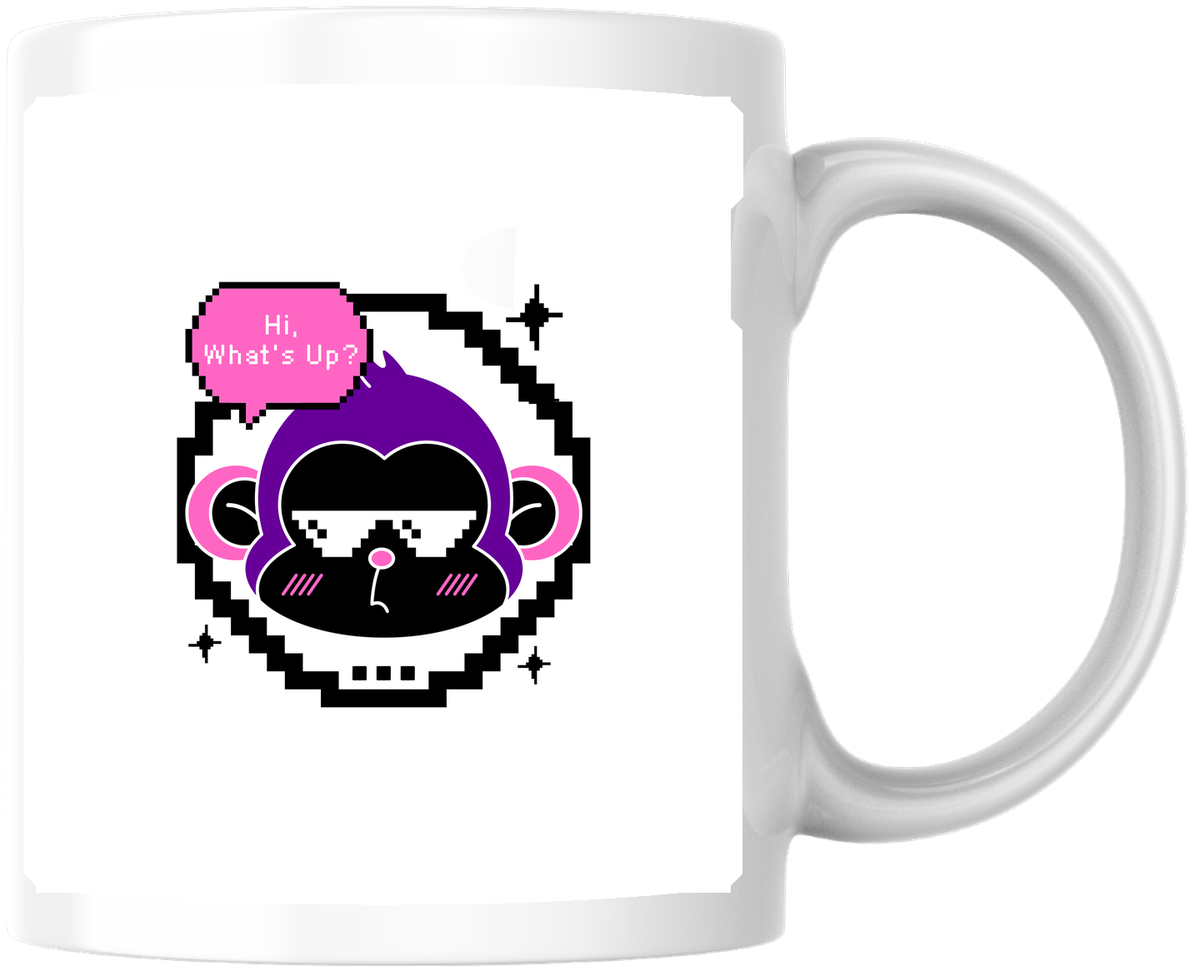Pixel Monkey Mug | Retro Purple Gamer Coffee Mug | Cool Cheeky Gift