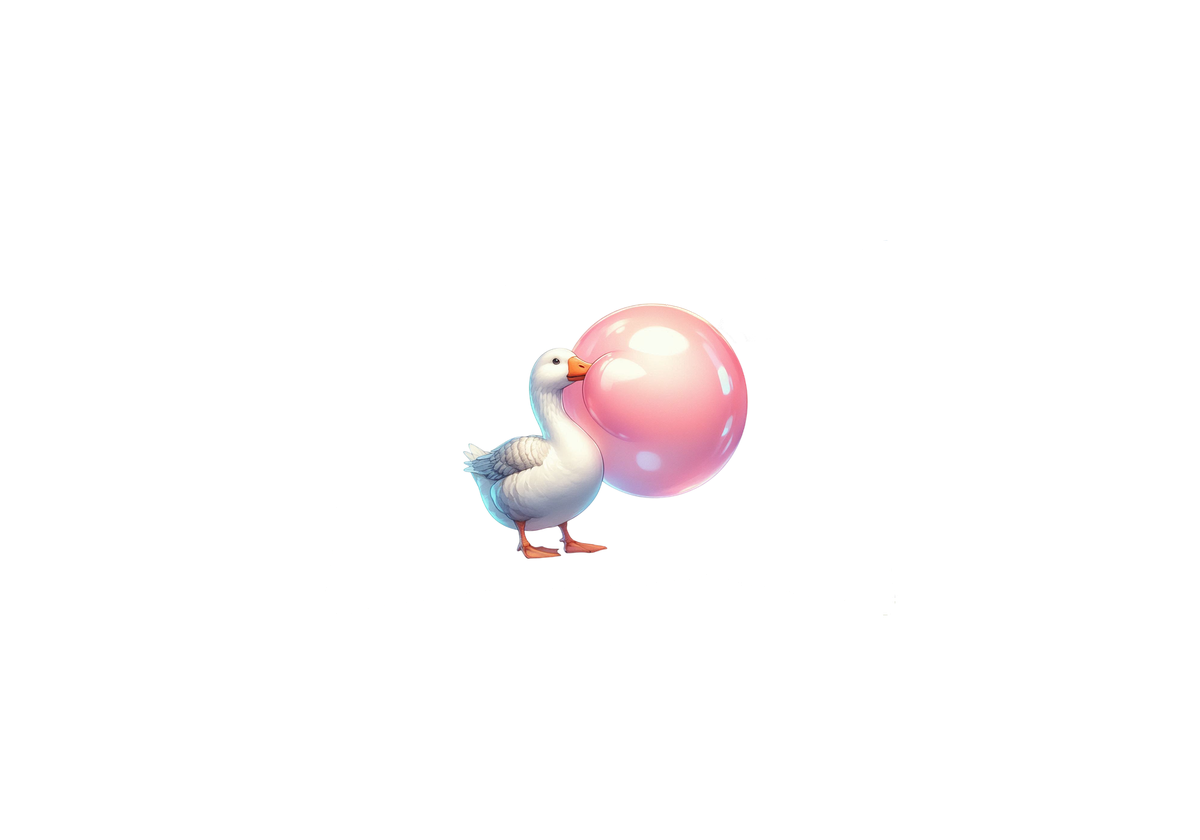 Bubblegum Goose Throw Pillow | Cute Whimsical Decorative Pillow | Kids Room Gift
