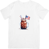 Thumbnail for Patriotic Iced Coffee T-Shirt | American Flag Mason Jar Graphic Tee | 4th Of July Coffee Gift