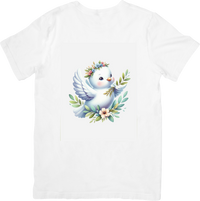 Thumbnail for Cute Floral Dove T-Shirt | Watercolor Baby Bird Graphic Tee | Kids Nursery Gift