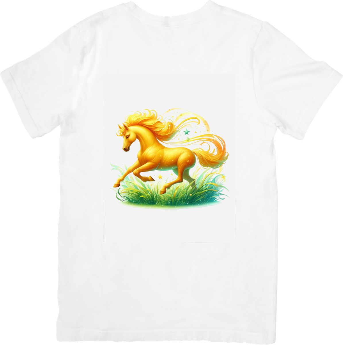 Golden Magic Horse T-Shirt | Fantasy Sparkle Stallion Graphic Tee | Horse Lover Kids Gift