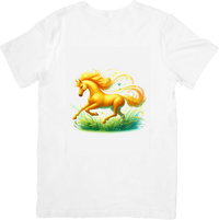 Thumbnail for Golden Magic Horse T-Shirt | Fantasy Sparkle Stallion Graphic Tee | Horse Lover Kids Gift