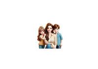 Thumbnail for Mom and Kids Throw Pillow | Cartoon Family Portrait Decorative Pillow | Mother's Day Gift