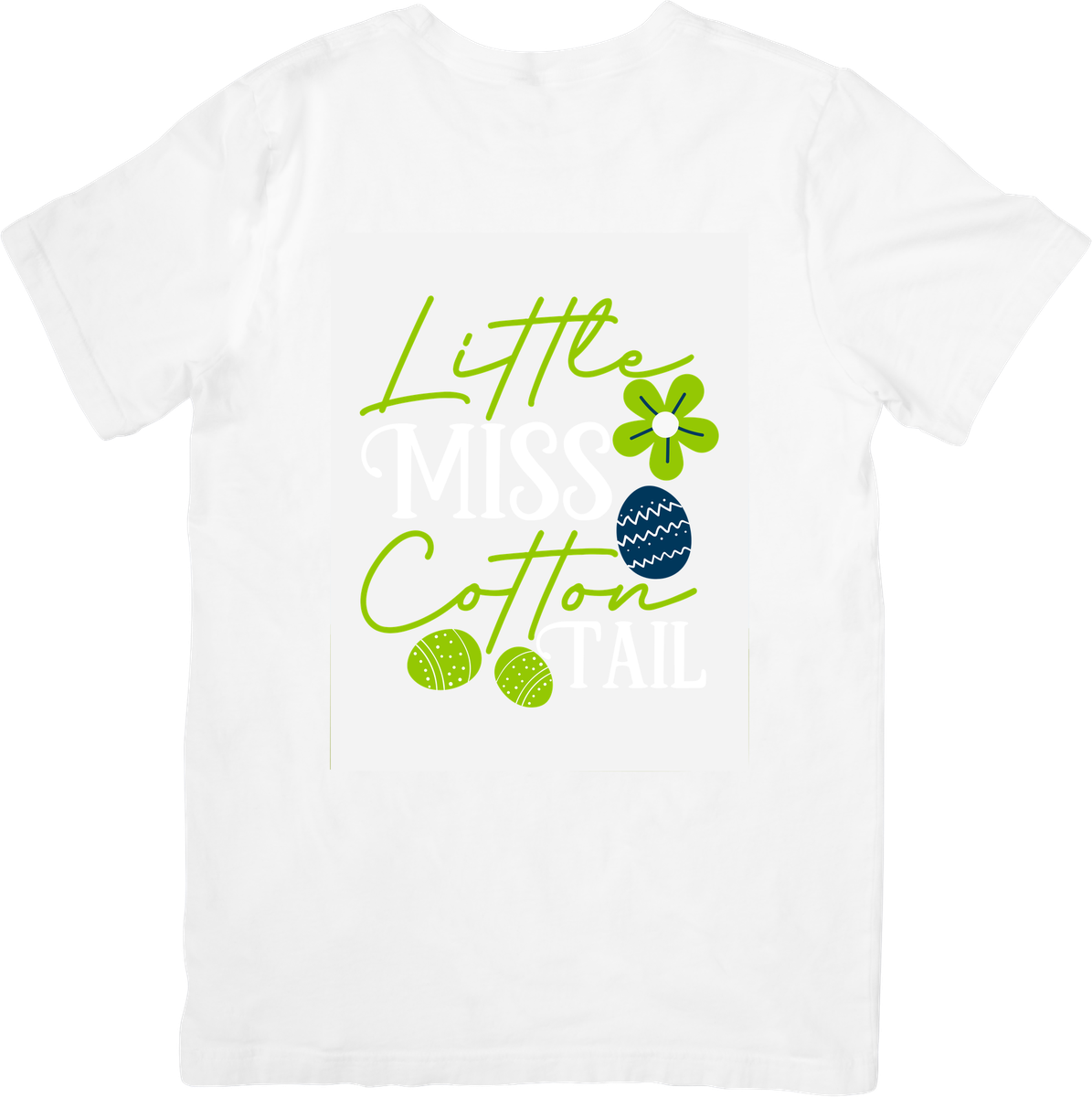 Little Miss Cotton Tail T-Shirt | Cute Easter Egg Graphic Tee | Spring Girls Easter Gift