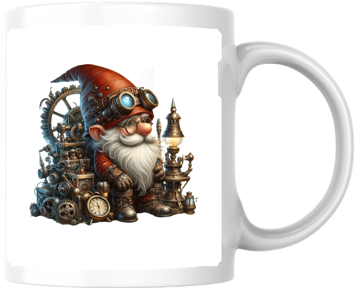 Steampunk Gnome Mug | Whimsical Inventor Gnome Coffee Mug | Fantasy Collector Gift