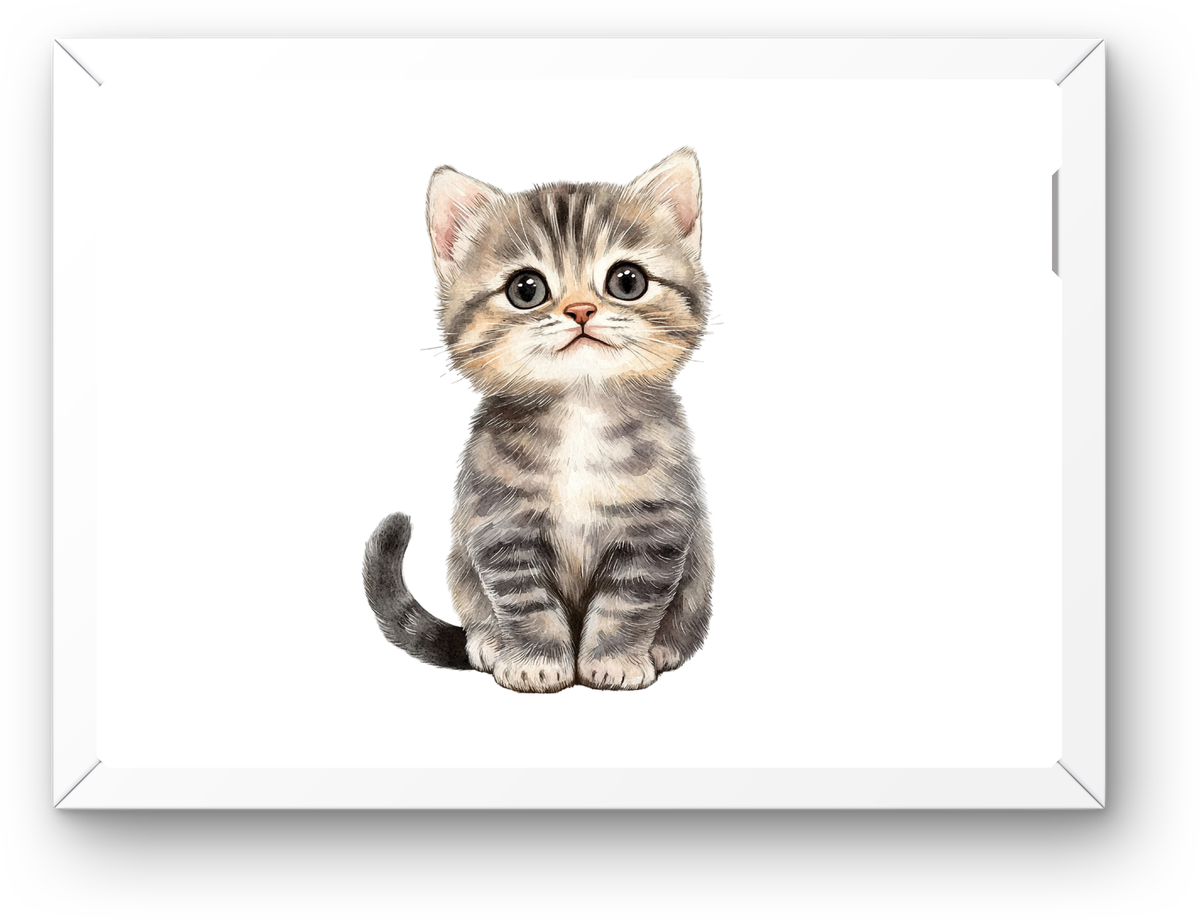 Tabby Kitten Wall Art | Watercolor Cute Cat Print | Nursery Pet Lover Gift