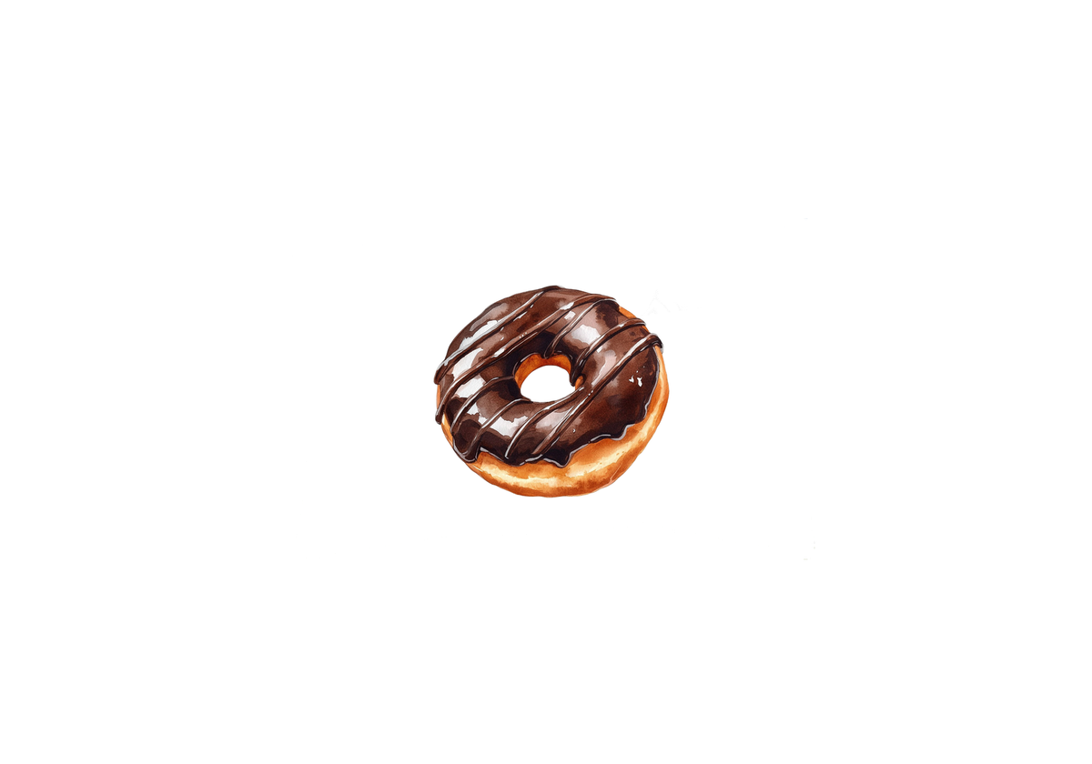 Chocolate Donut Throw Pillow | Watercolor Glazed Doughnut Decorative Pillow | Kitchen Kids Gift