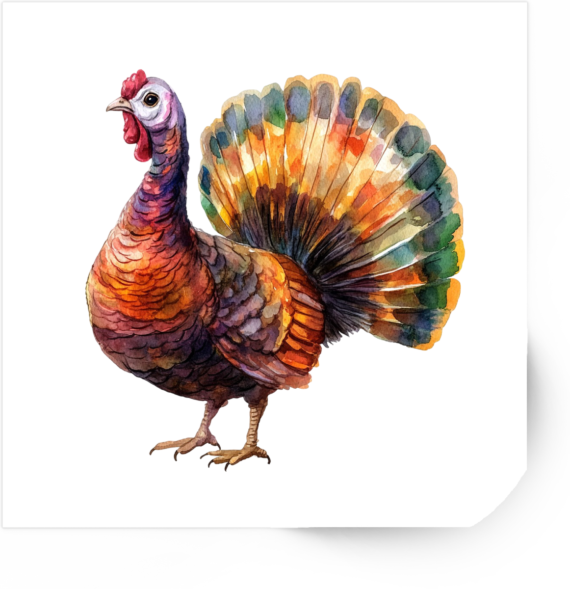 Watercolor Turkey Sticker | Colorful Thanksgiving Bird Vinyl Decal | Fall Autumn Gift