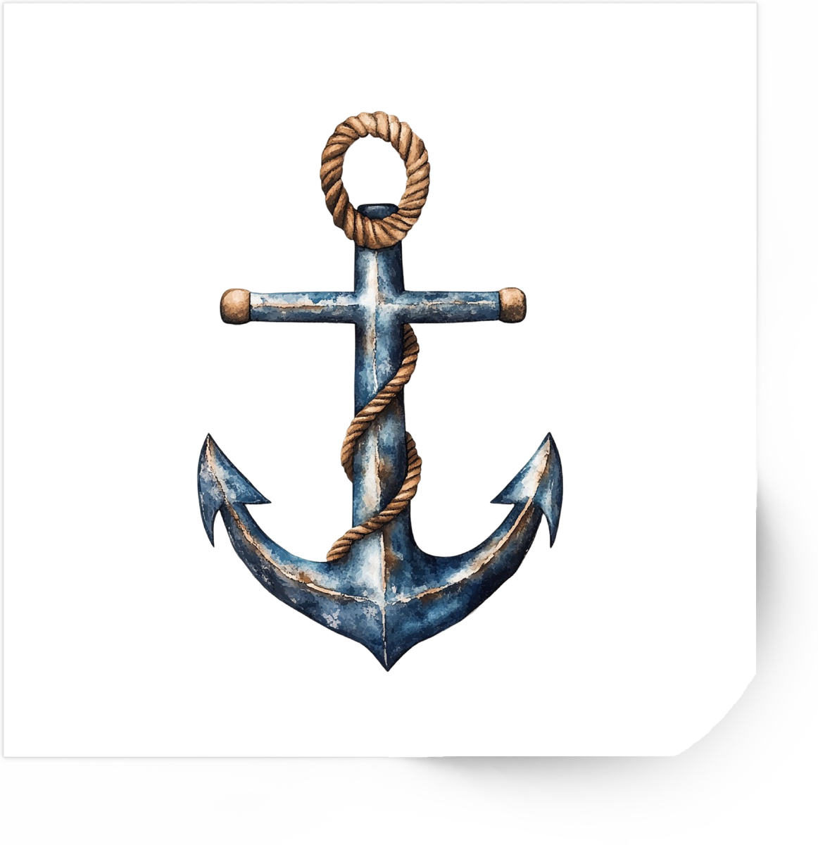 Nautical Anchor Sticker | Watercolor Rope Anchor Vinyl Decal | Sailor Boat Lover Gift