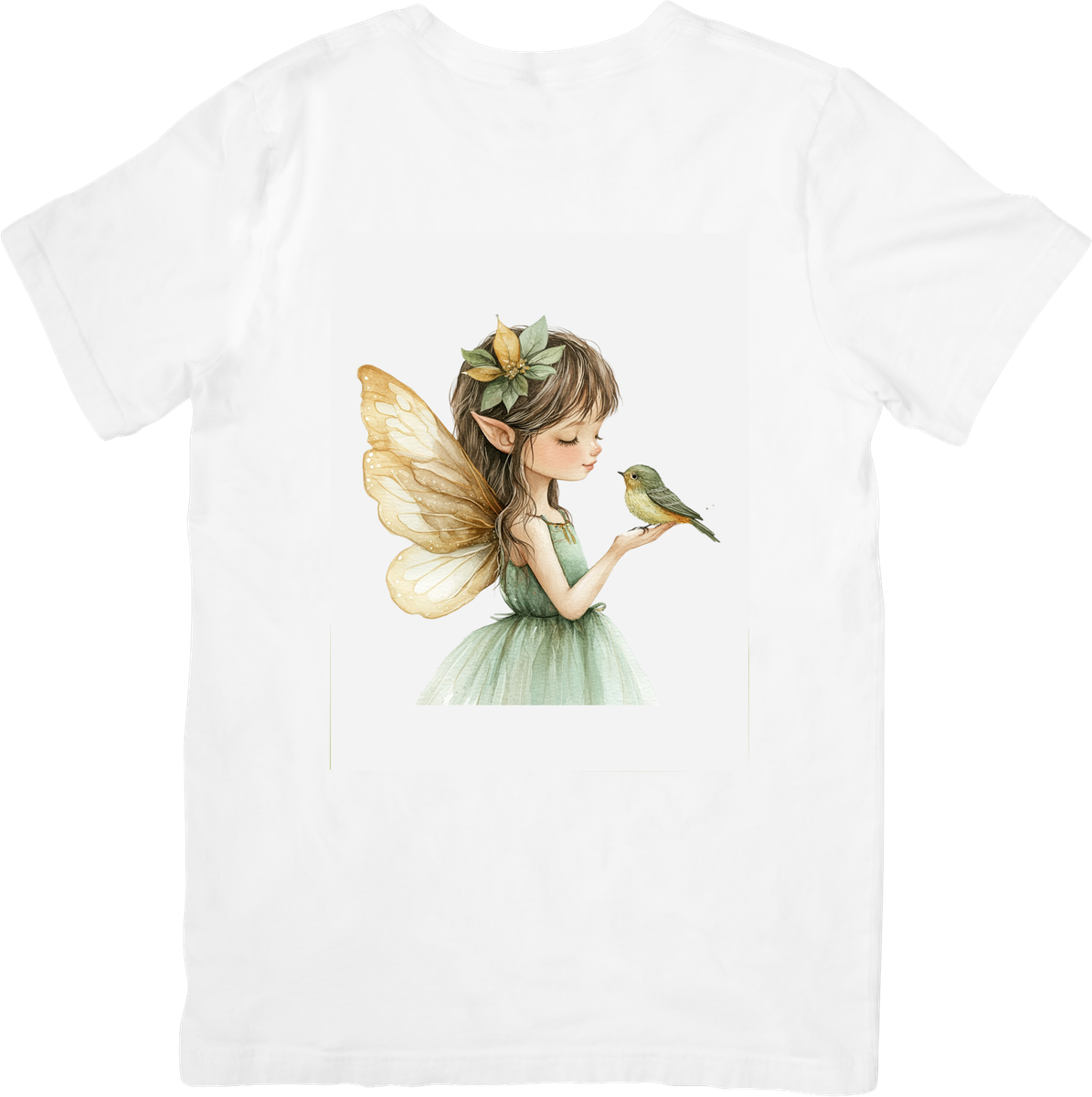 Fairy And Bird T-Shirt | Watercolor Woodland Fairy Graphic Tee | Whimsical Girls Gift