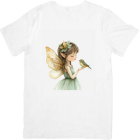 Thumbnail for Fairy And Bird T-Shirt | Watercolor Woodland Fairy Graphic Tee | Whimsical Girls Gift