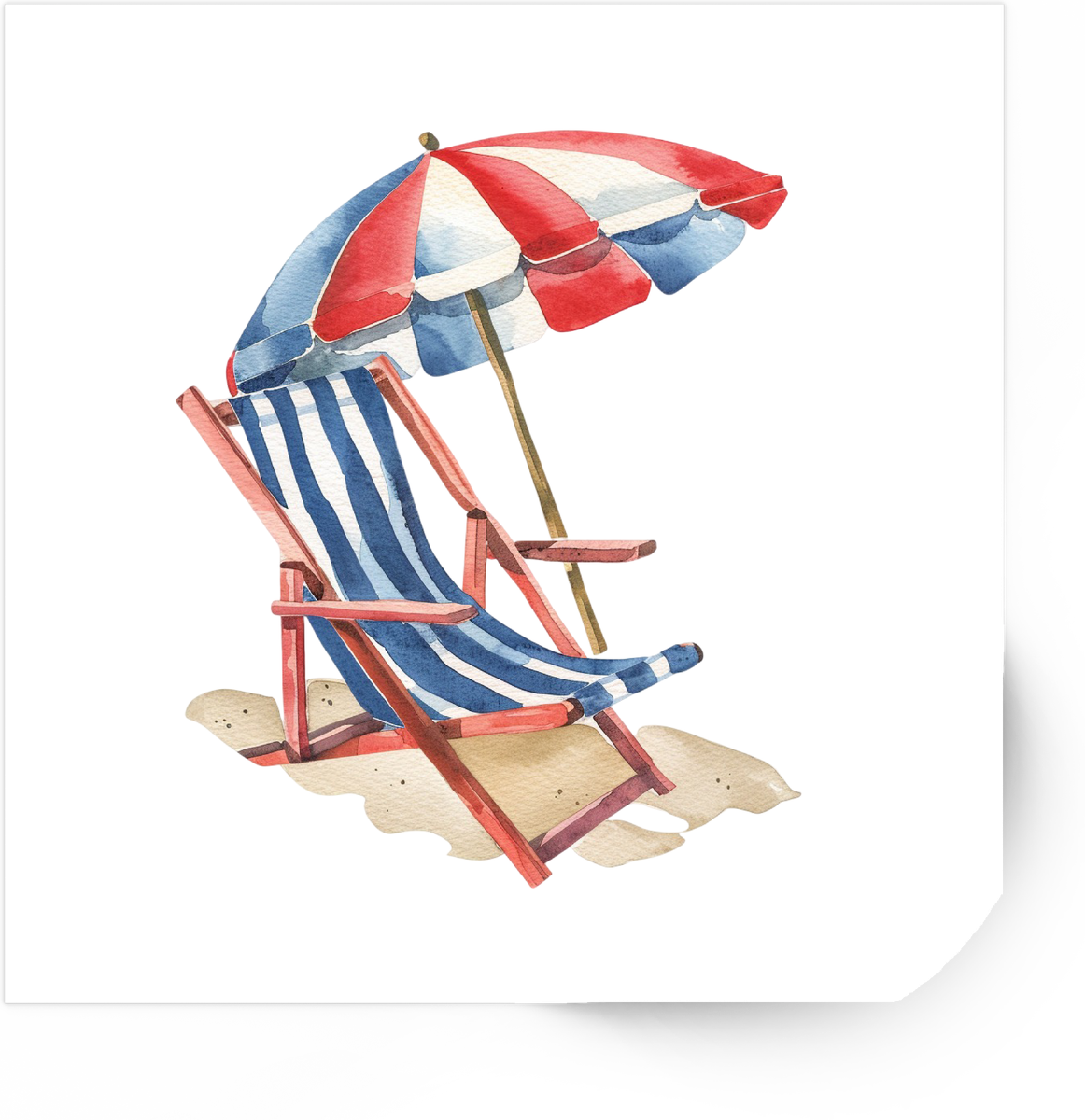 Watercolor Beach Chair Sticker | Summer Umbrella Seaside Vinyl Decal | Vacation Beach Gift