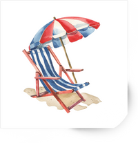 Thumbnail for Watercolor Beach Chair Sticker | Summer Umbrella Seaside Vinyl Decal | Vacation Beach Gift